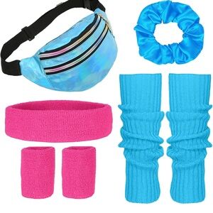 80s Accessories For Women Workout - Retro Party Leg Warmers Headband